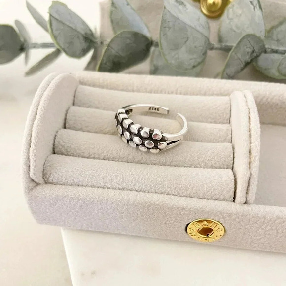 925 Sterling Silver Bead Ring Minimalist Dainty Ring Stackable Circle Ring Band - Picture 9 of 9